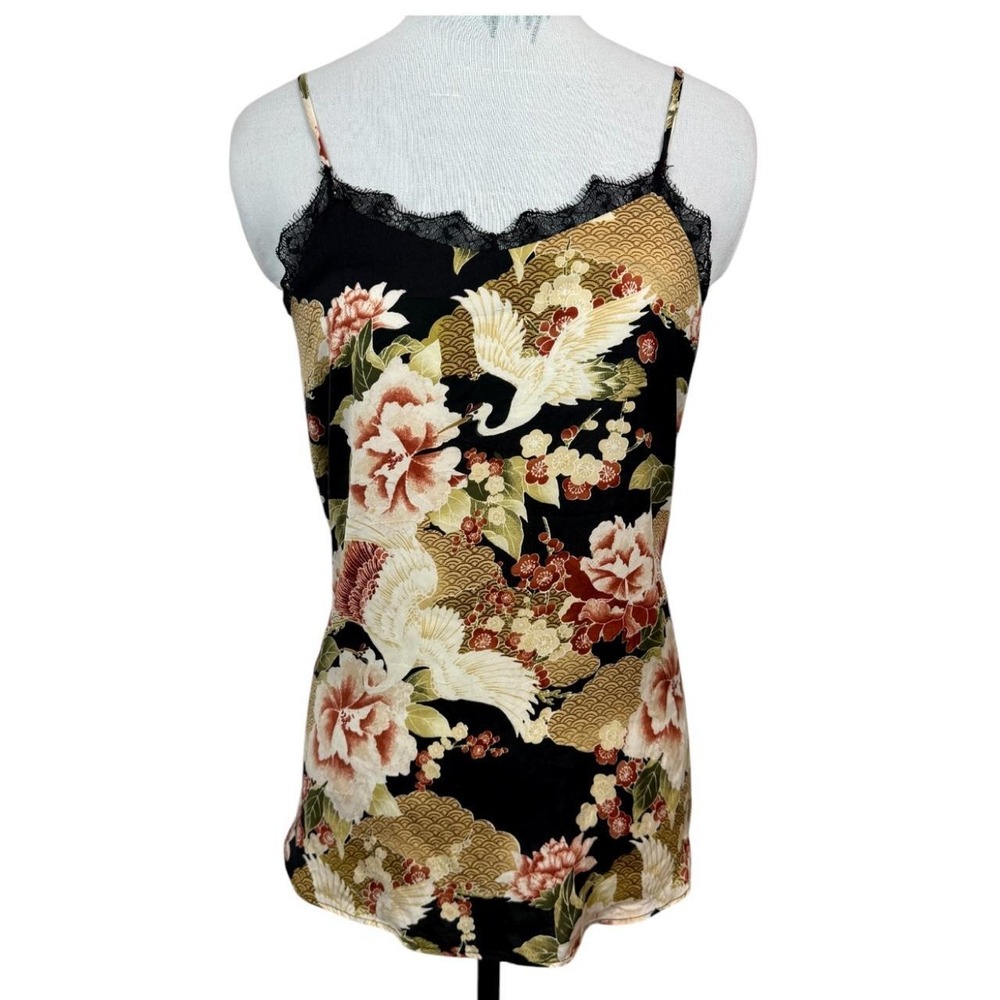 Promod Floral Print Lace Trim Cami Top Sz M